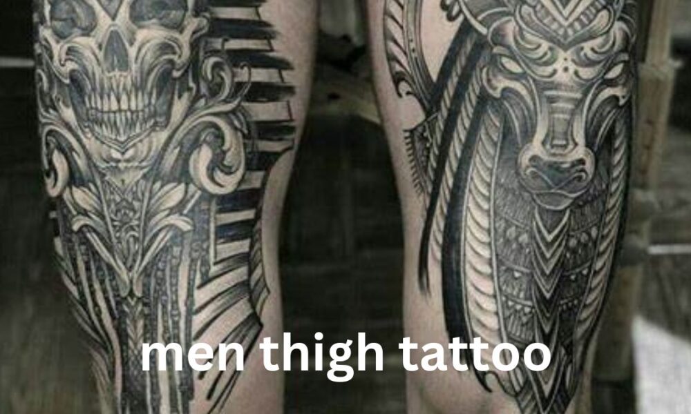 men thigh tattoo