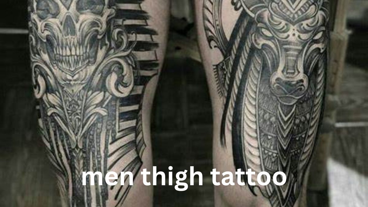 men thigh tattoo